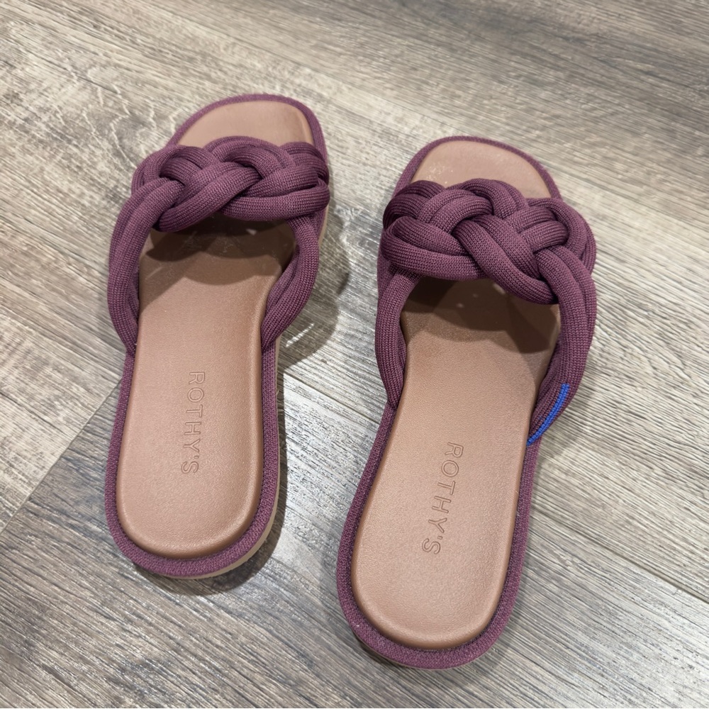 Rothy's Braided Slide Sandals in Plum - Picture 3 of 5